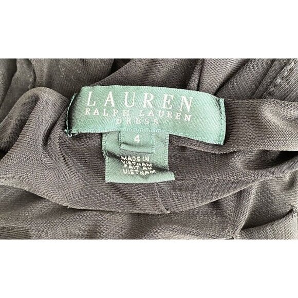 Lauren Ralph Lauren Classic Black Sleeveless Side Ruched Scoop Neck Dress Size 4 - Picture 5 of 7